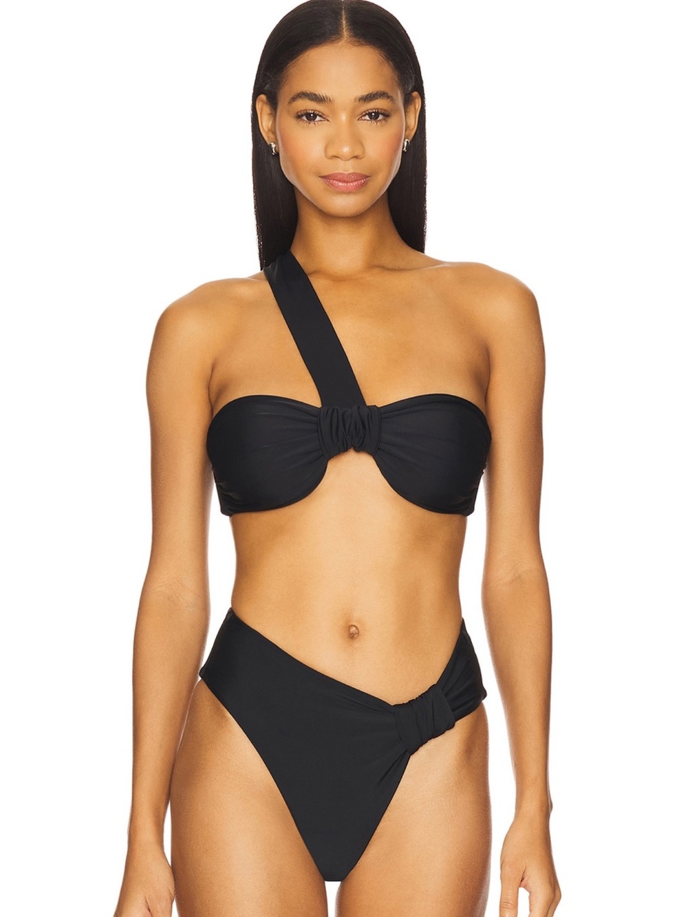 REVOLVE Black One-Shoulder Knot Bikini Set